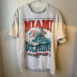Vintage Miami dolphins White Tee with Teal & Orange Miami Graphic